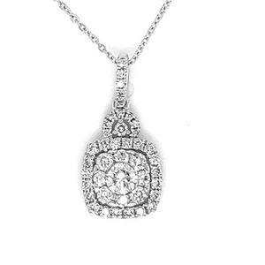 14K White Halo Pendant with 42 Diamonds and a 16+2" Chain
